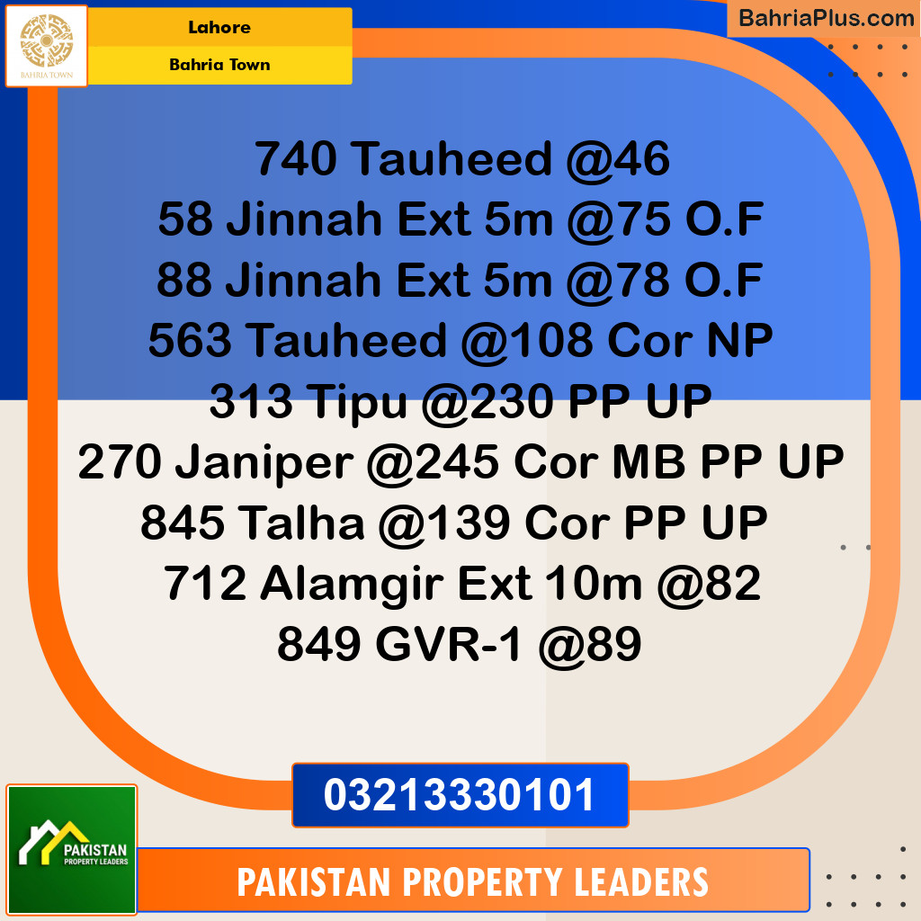 Residential Plot for Sale in Bahria Town, Lahore - (BP-126827)