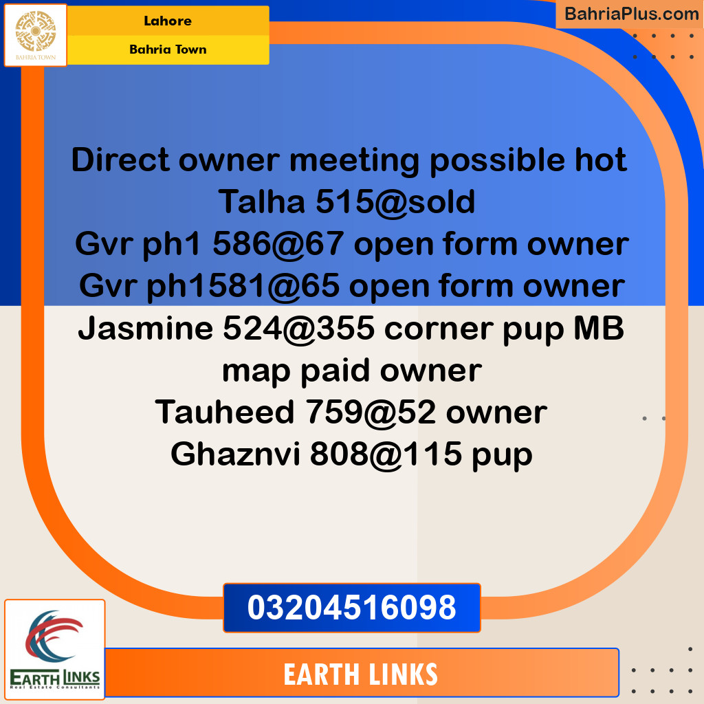 Residential Plot for Sale in Bahria Town, Lahore - (BP-126834)