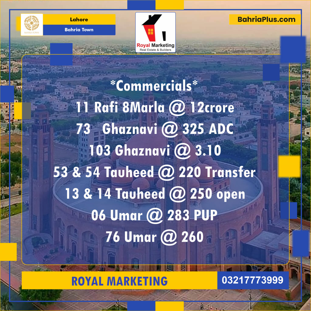 Commercial Plot for Sale in Bahria Town, Lahore - (BP-126911)