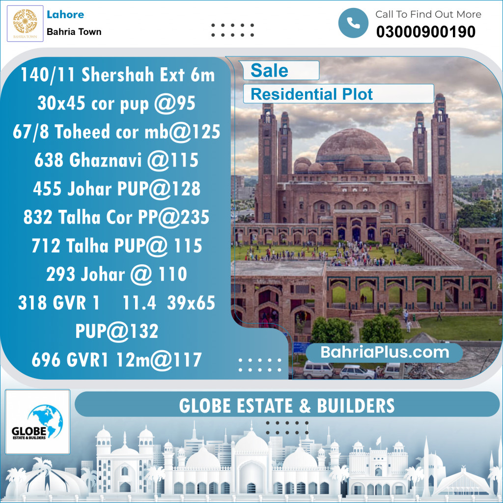 Residential Plot for Sale in Bahria Town, Lahore - (BP-126972)