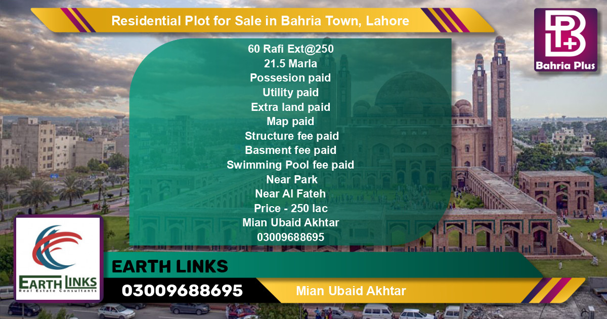 Residential Plot for Sale in Bahria Town, Lahore - (BP-126974)
