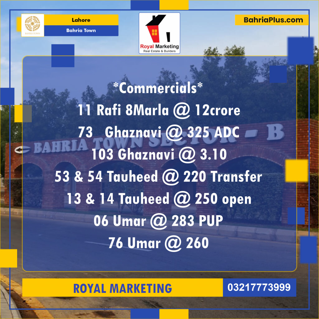 Commercial Plot for Sale in Bahria Town, Lahore - (BP-126994)