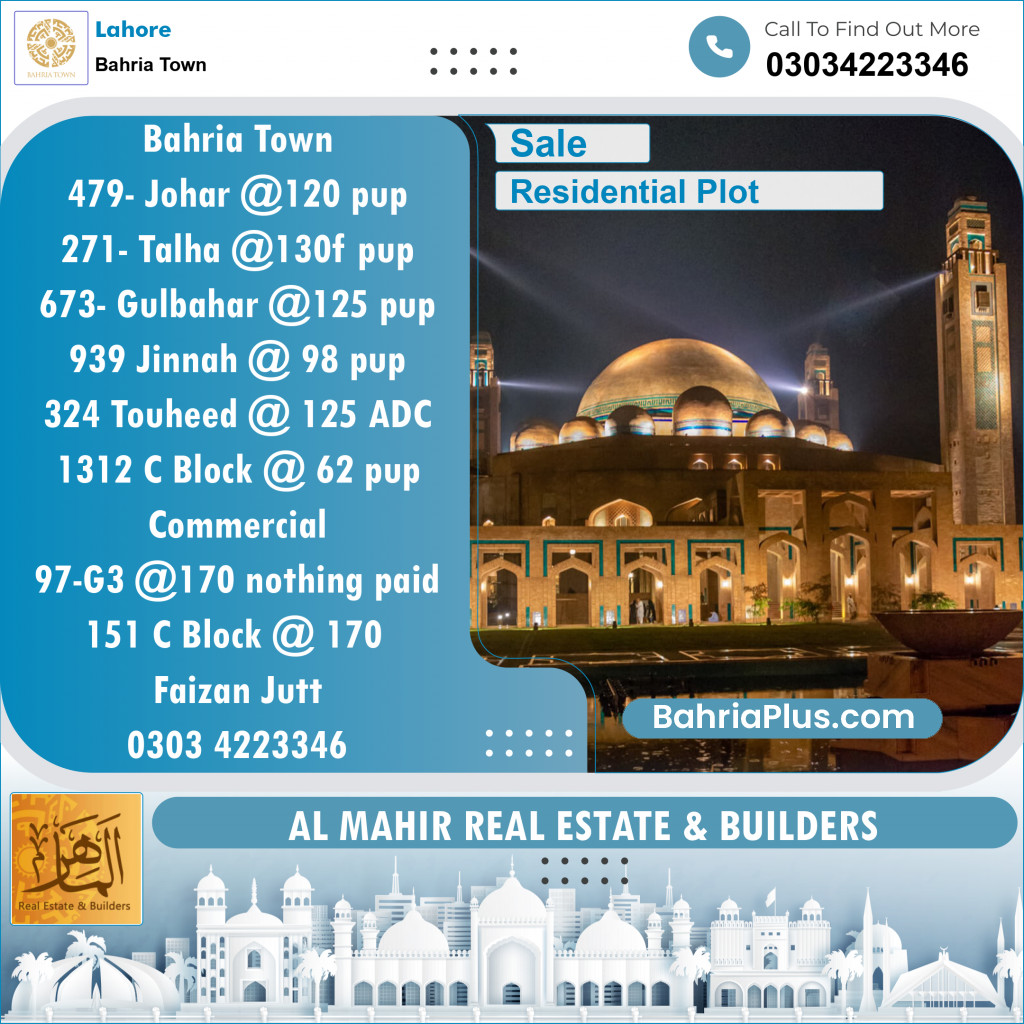 Residential Plot for Sale in Sector E - Johar Block -  Bahria Town, Lahore - (BP-126998)