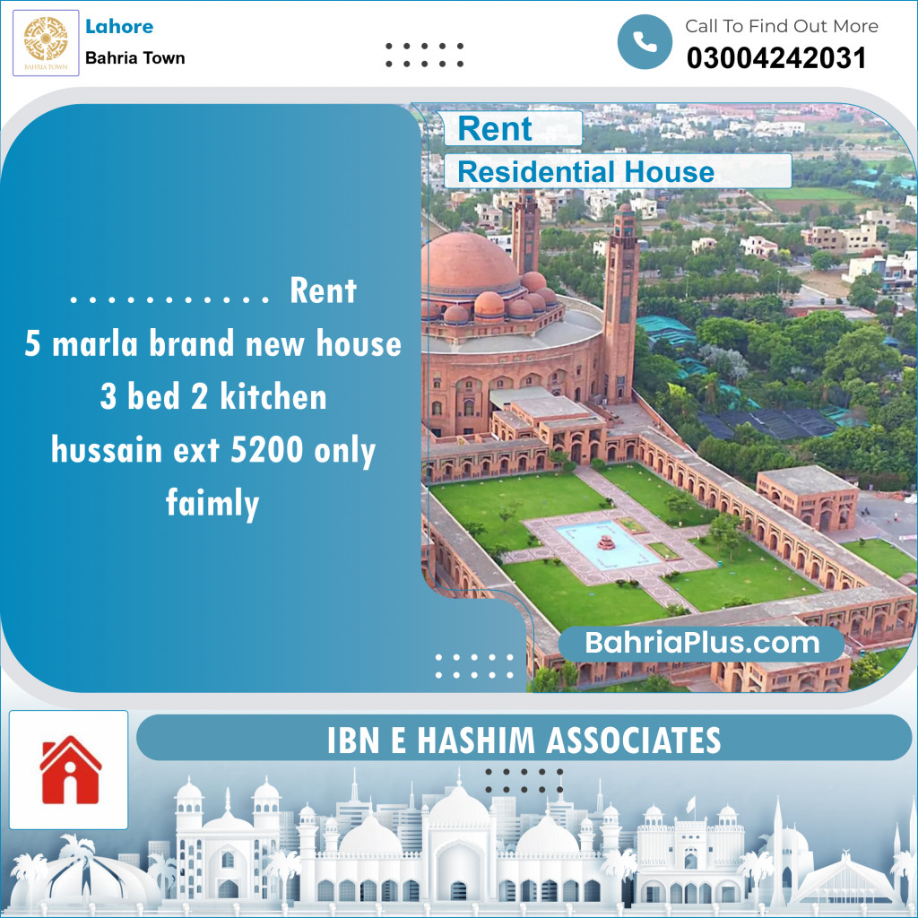 Residential House for Rent in Bahria Town, Lahore - (BP-127001)