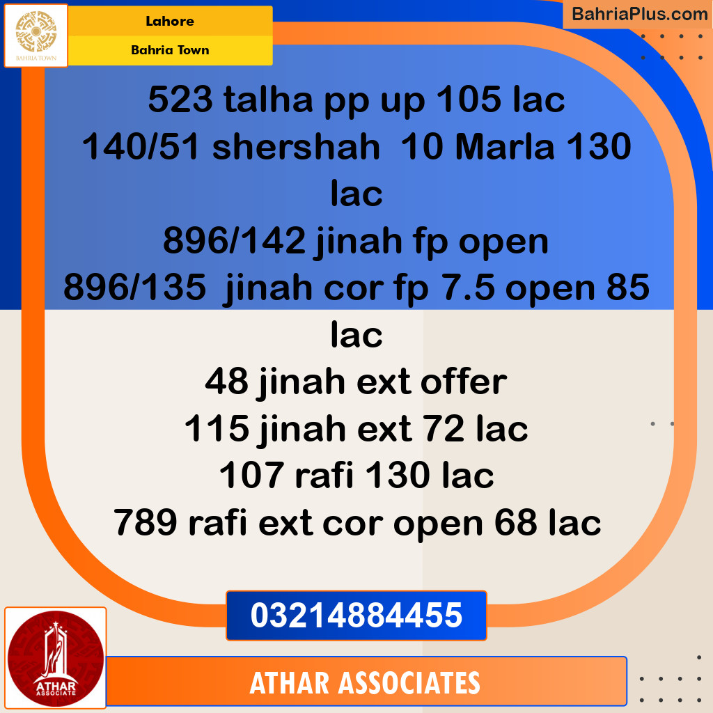 Residential Plot for Sale in Bahria Town, Lahore - (BP-127032)