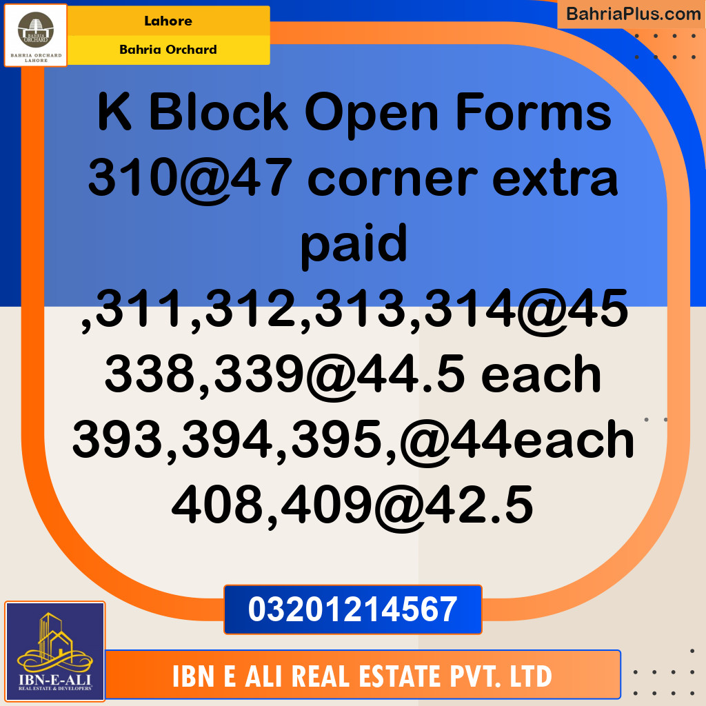 Residential Plot for Sale in Bahria Orchard, Lahore - (BP-127059)