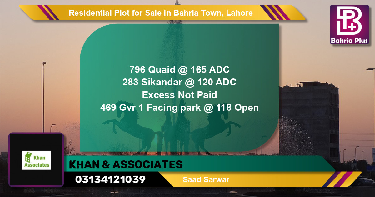 Residential Plot for Sale in Bahria Town, Lahore - (BP-127064)