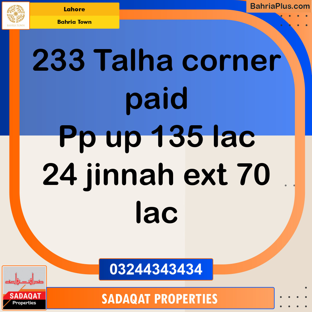 Residential Plot for Sale in Bahria Town, Lahore - (BP-127066)