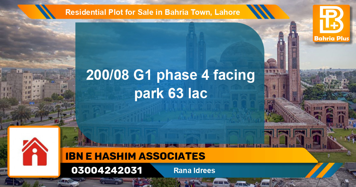 Residential Plot for Sale in Bahria Town, Lahore - (BP-127079)