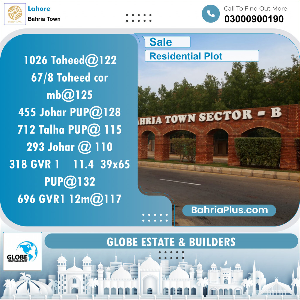 Residential Plot for Sale in Bahria Town, Lahore - (BP-127101)