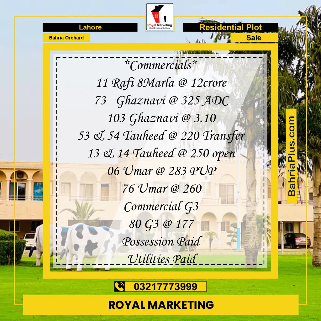 Residential Plot for Sale in Bahria Orchard, Lahore - (BP-127167)