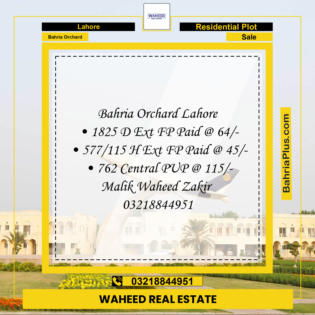 Residential Plot for Sale in Bahria Orchard, Lahore - (BP-127201)