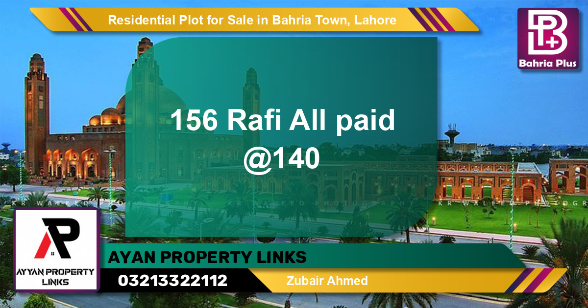 Residential Plot for Sale in Bahria Town, Lahore - (BP-127220)