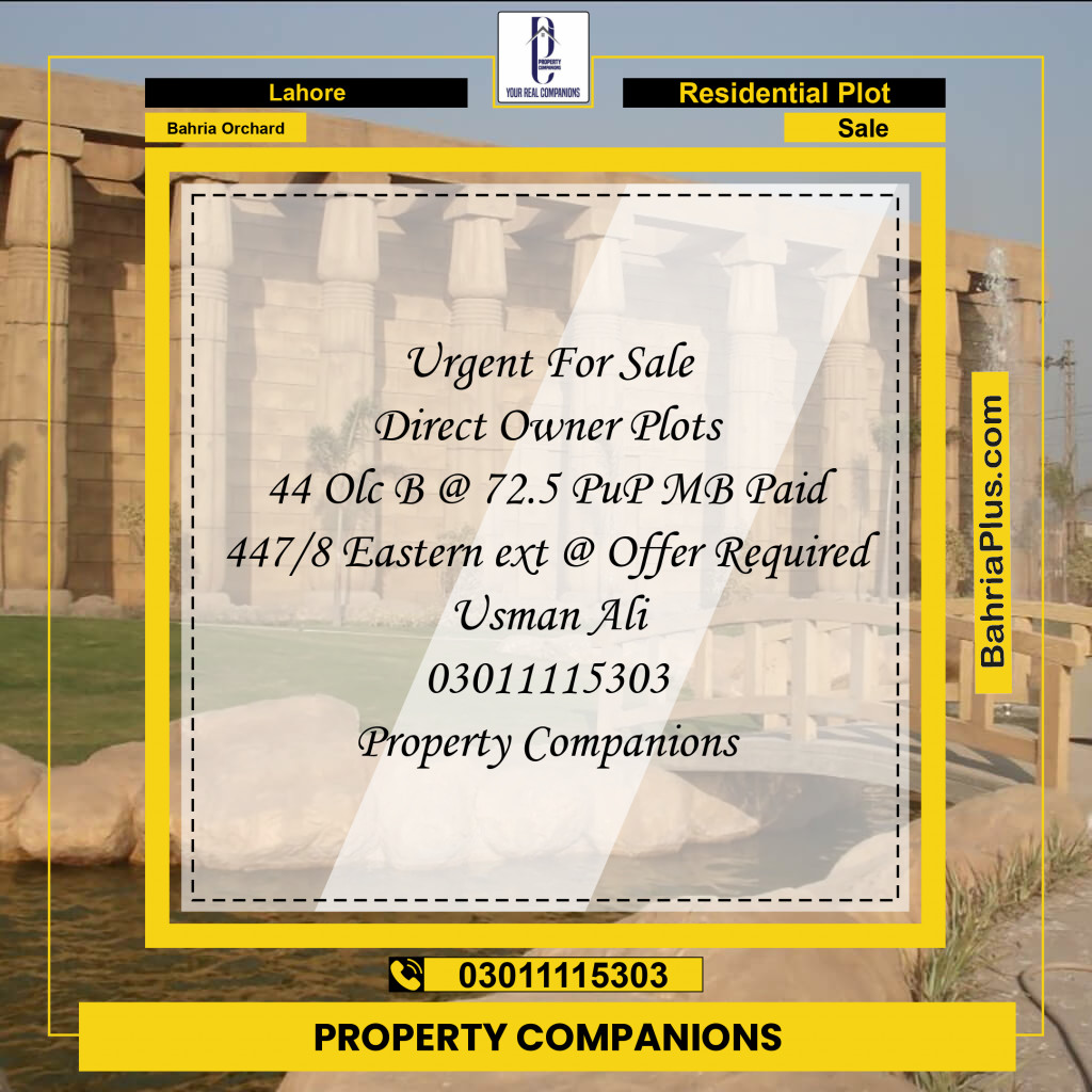 Residential Plot for Sale in Bahria Orchard, Lahore - (BP-127231)