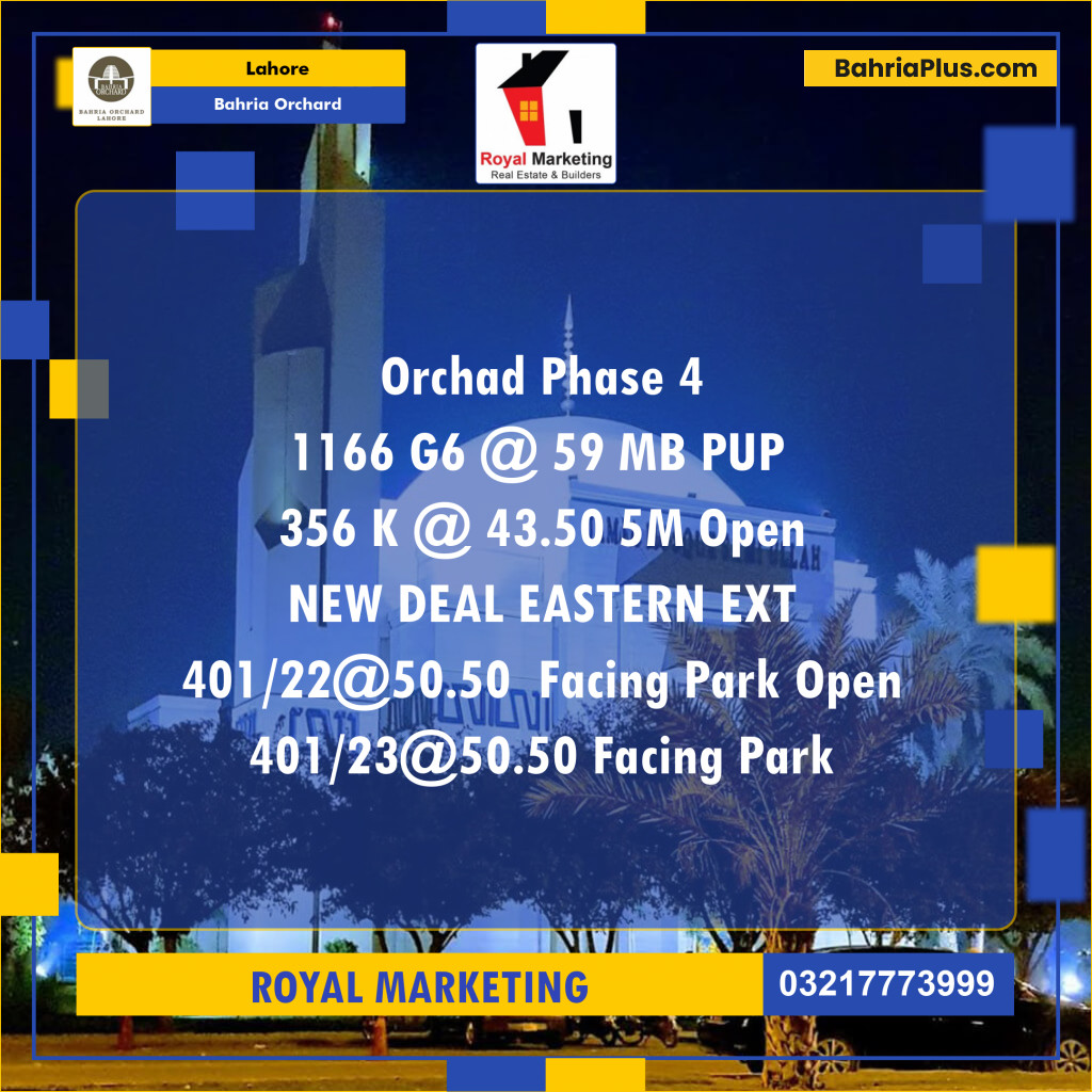 Residential Plot for Sale in Bahria Orchard, Lahore - (BP-127294)