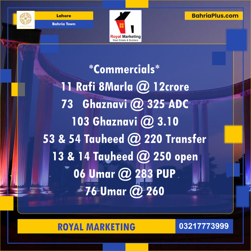 Commercial Plot for Sale in Bahria Town, Lahore - (BP-127375)