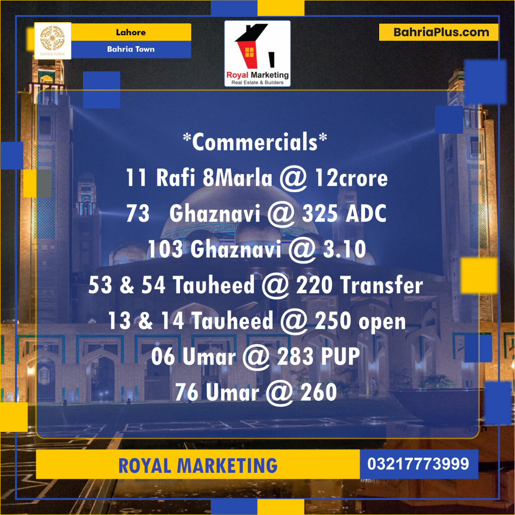 Commercial Plot for Sale in Bahria Town, Lahore - (BP-127413)