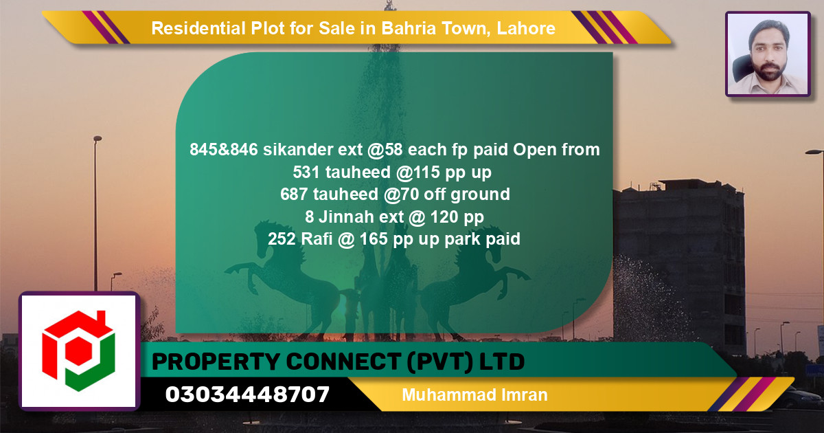Residential Plot for Sale in Bahria Town, Lahore - (BP-127473)