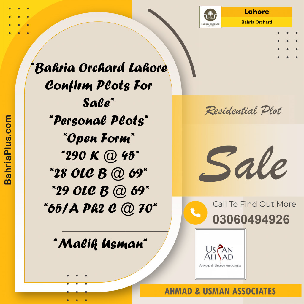 Residential Plot for Sale in Bahria Orchard, Lahore - (BP-127625)