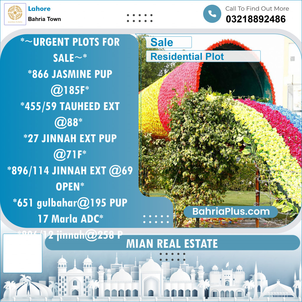 Residential Plot for Sale in Bahria Town, Lahore - (BP-127659)