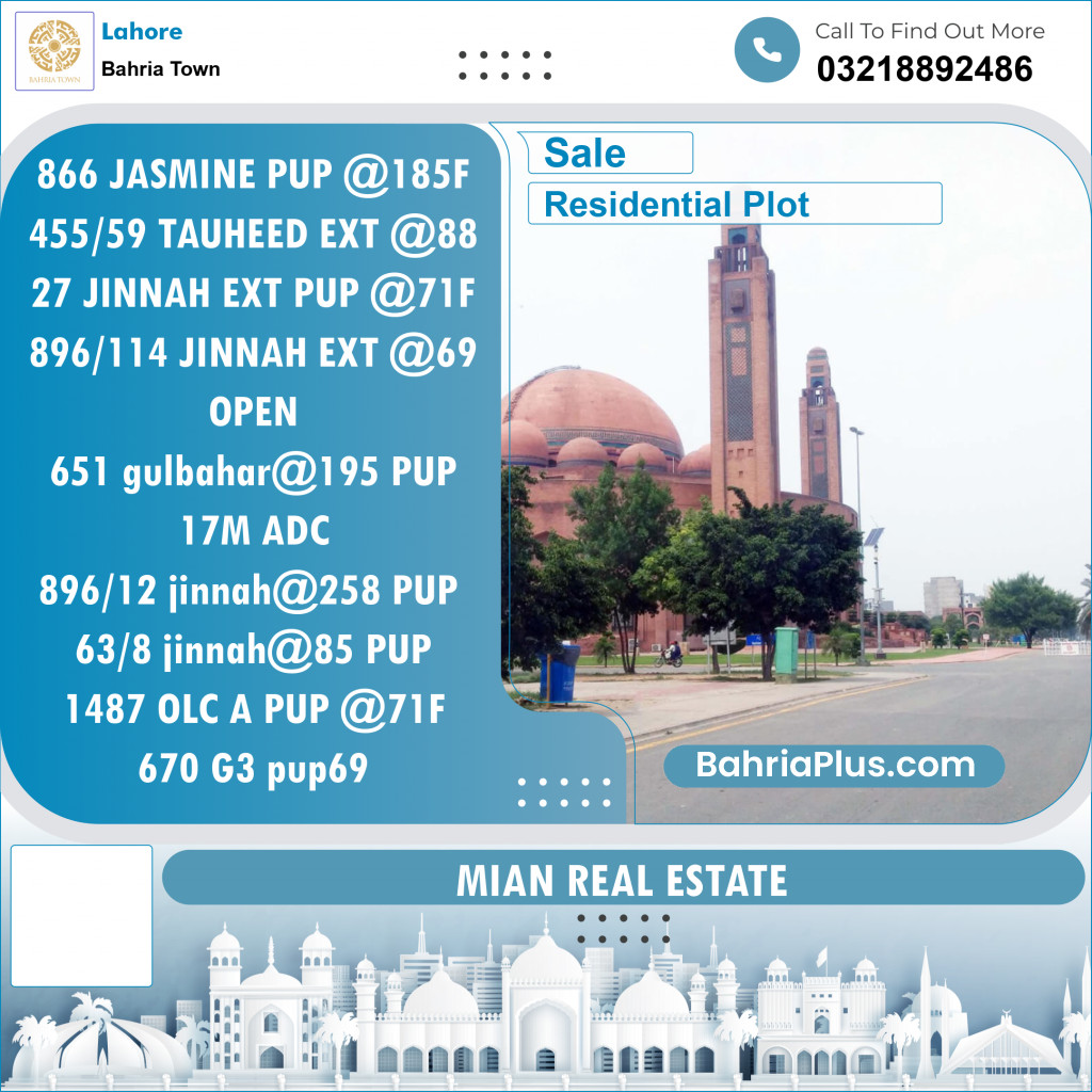 Residential Plot for Sale in Bahria Town, Lahore - (BP-127663)