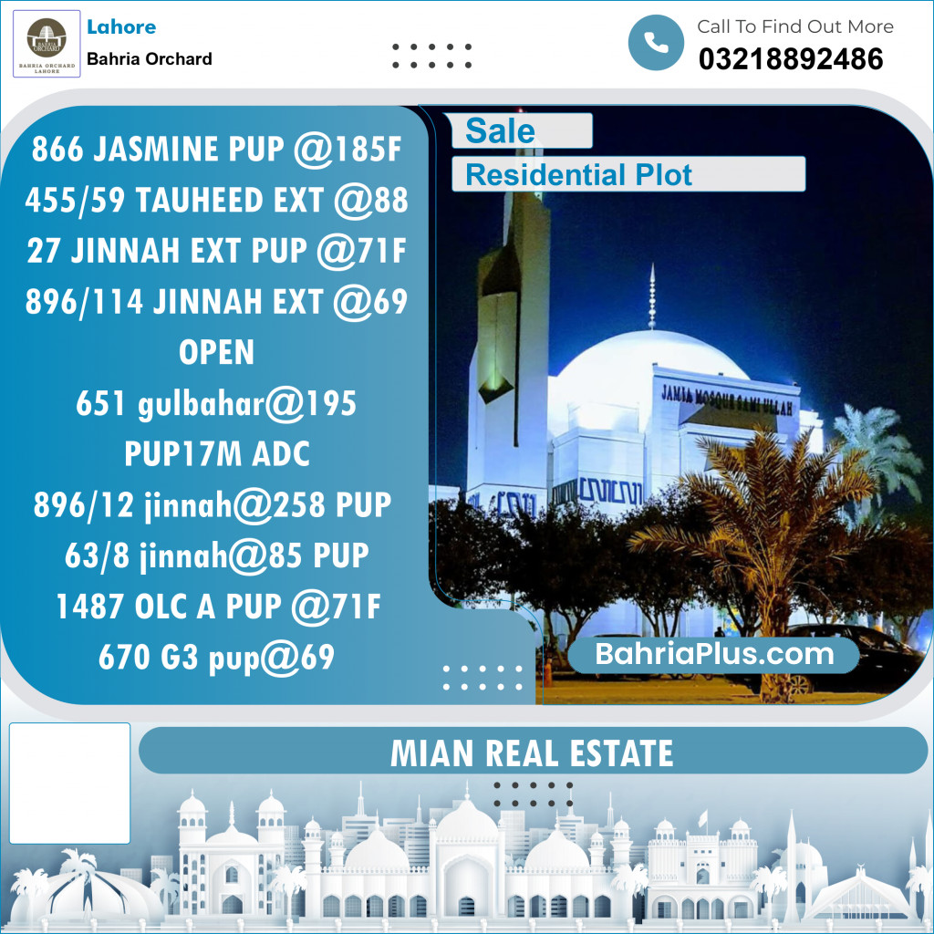 Residential Plot for Sale in Bahria Orchard, Lahore - (BP-127664)