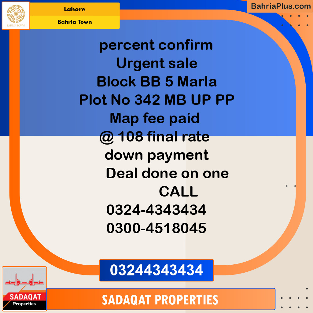 Residential Plot for Sale in Bahria Town, Lahore - (BP-127731)