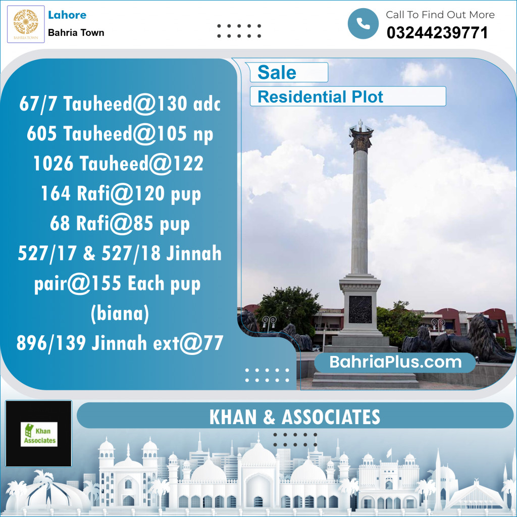 Residential Plot for Sale in Sector F - Tauheed Block -  Bahria Town, Lahore - (BP-127755)