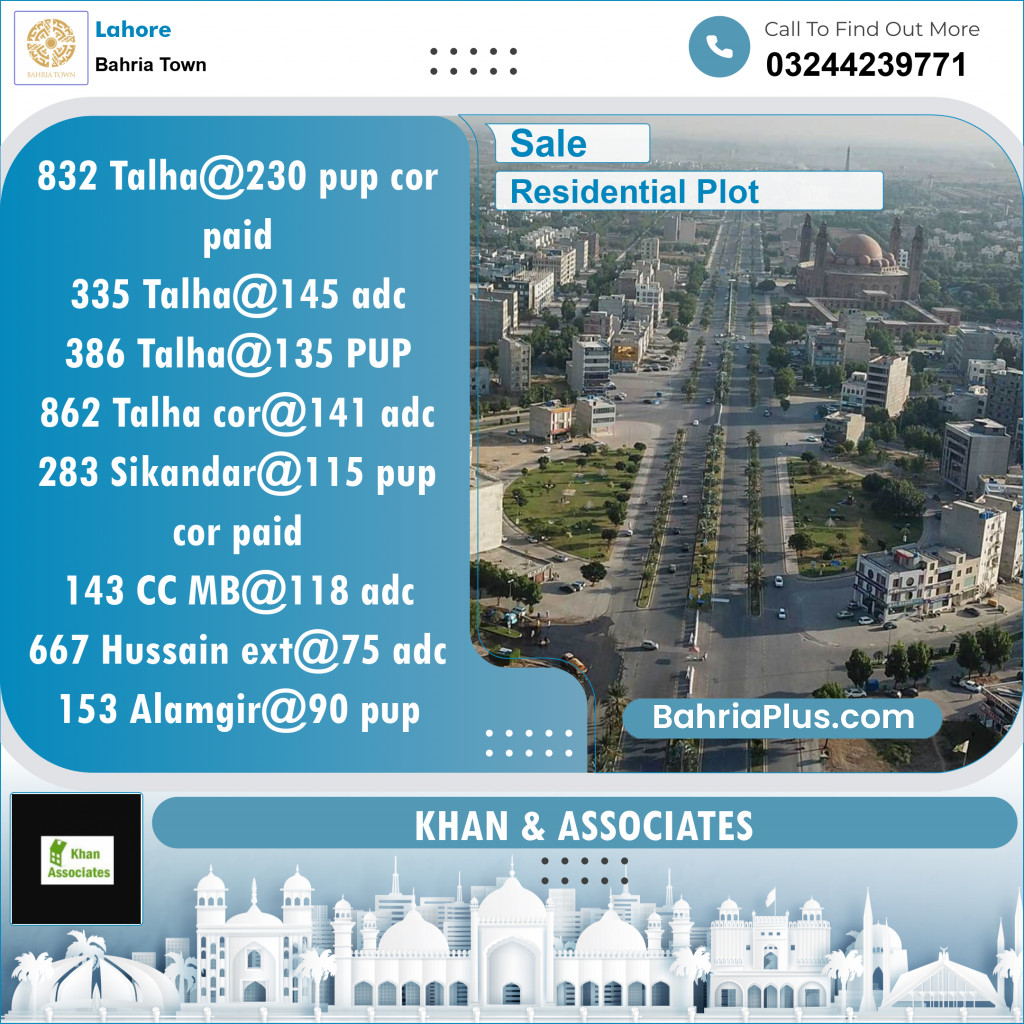 Residential Plot for Sale in Sector F - Talha Block -  Bahria Town, Lahore - (BP-127756)