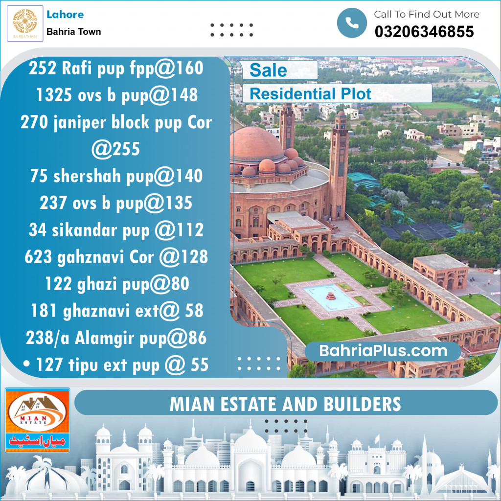Residential Plot for Sale in Sector E - Rafi Block -  Bahria Town, Lahore - (BP-127787)