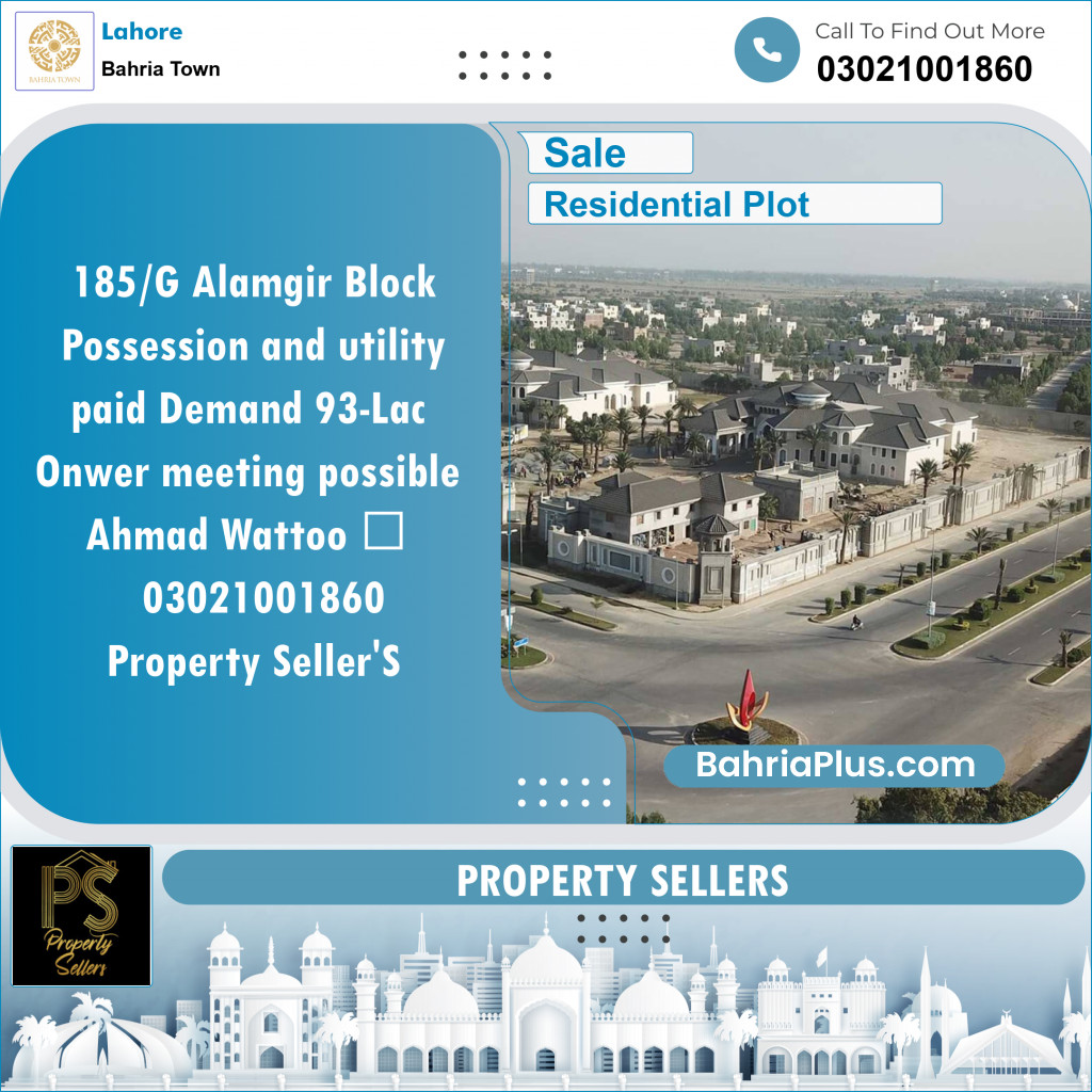Residential Plot for Sale in Sector F - Alamgir Block -  Bahria Town, Lahore - (BP-127799)