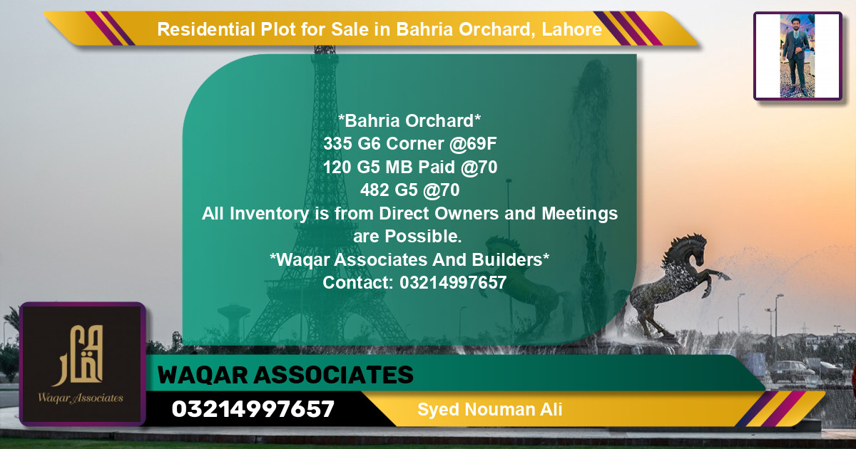 Residential Plot for Sale in Phase 4 - G6 Block -  Bahria Orchard, Lahore - (BP-127801)