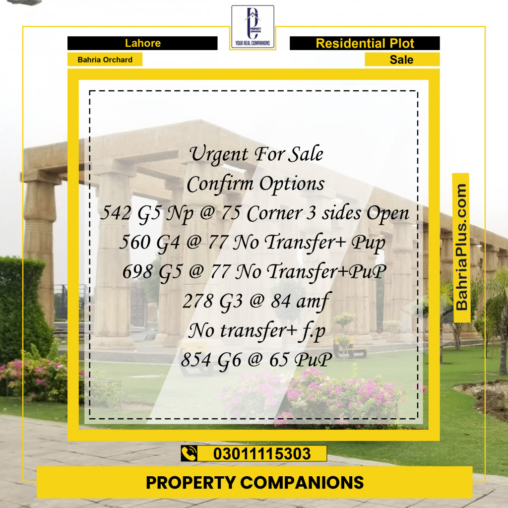 Residential Plot for Sale in Phase 4 - G5 Block -  Bahria Orchard, Lahore - (BP-127826)
