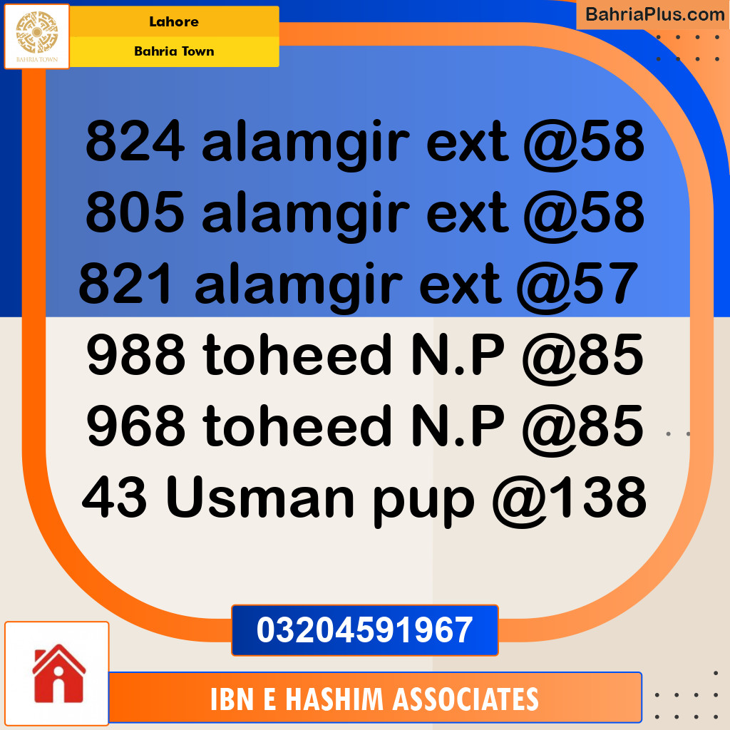 Residential Plot for Sale in Sector F - Alamgir Block -  Bahria Town, Lahore - (BP-127891)