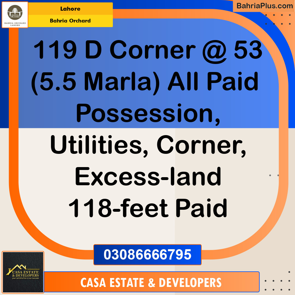 Residential Plot for Sale in Bahria Orchard, Lahore - (BP-127899)