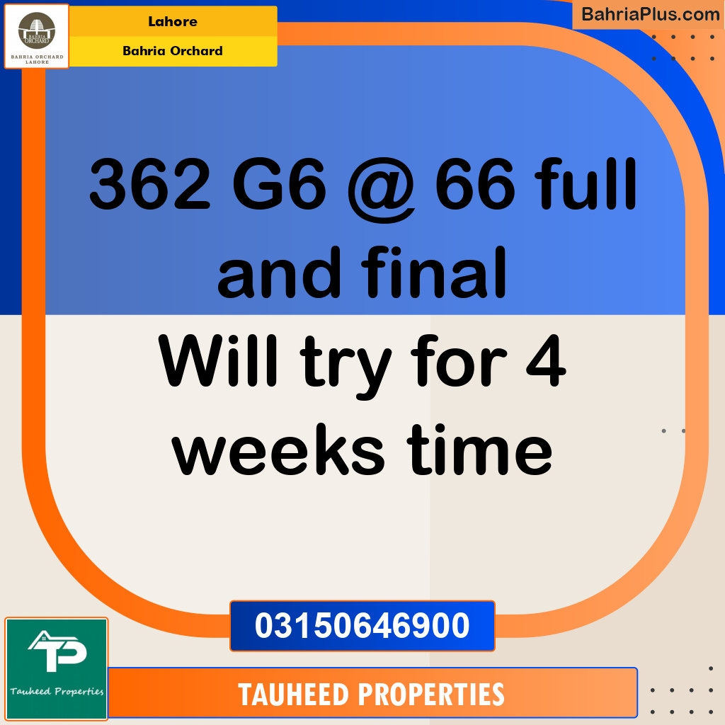 Residential Plot for Sale in Phase 4 - G6 Block -  Bahria Orchard, Lahore - (BP-127921)