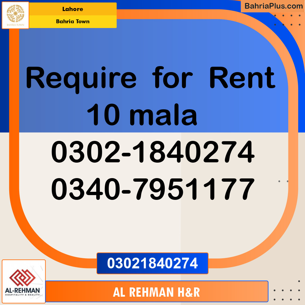 Residential House for Rent in Bahria Town, Lahore - (BP-127942)