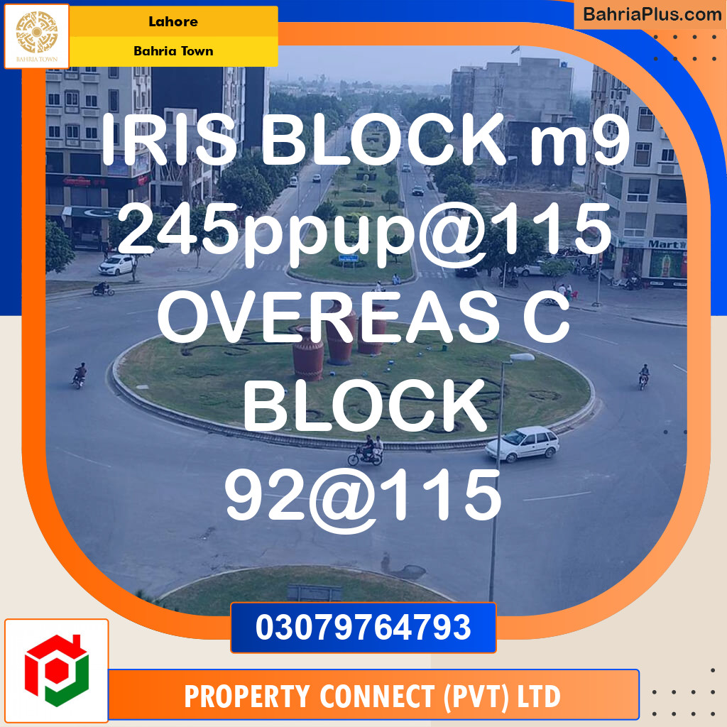 Residential Plot for Sale in Sector C - Iris Block -  Bahria Town, Lahore - (BP-127953)
