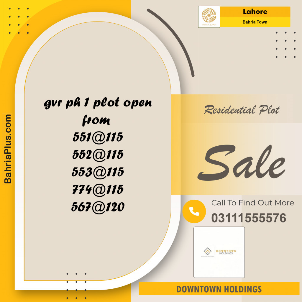Residential Plot for Sale in Golf Phase 1 -  Bahria Town, Lahore - (BP-127954)