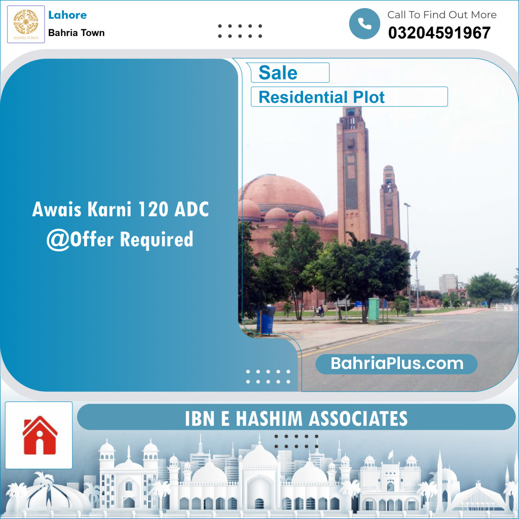 Residential Plot for Sale in Sector B - Awais Qarni -  Bahria Town, Lahore - (BP-127980)
