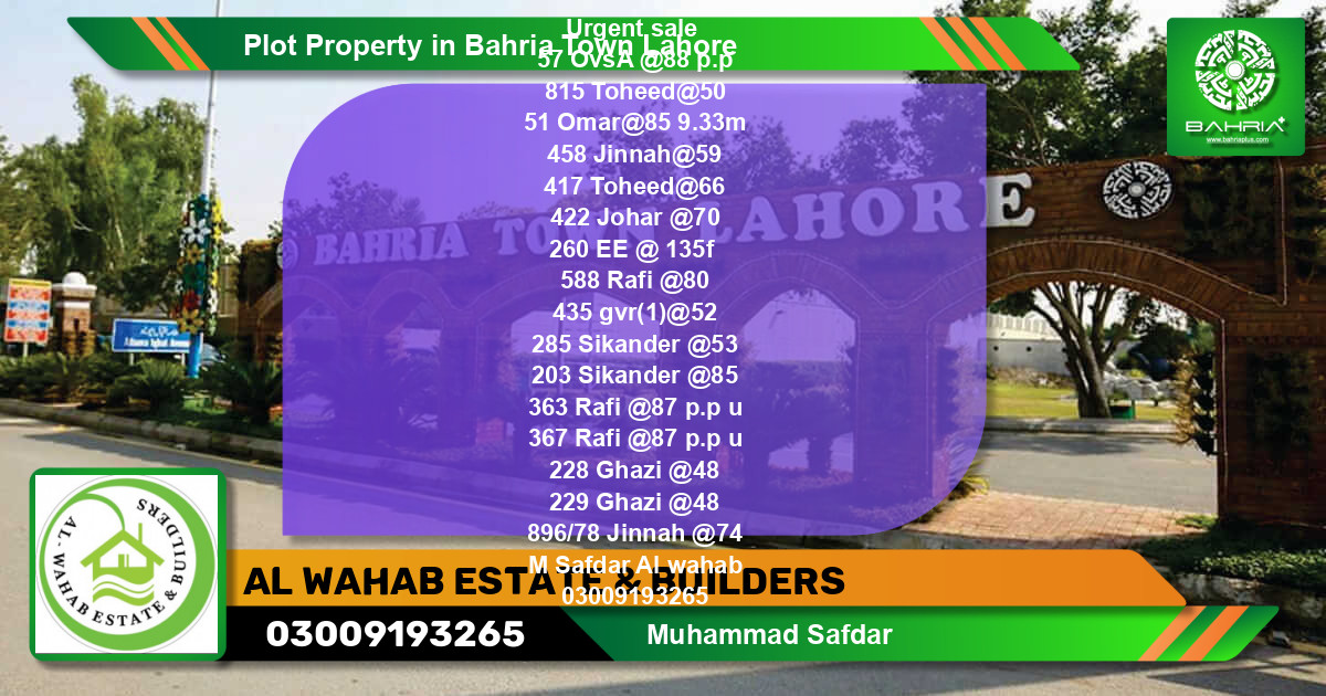 Residential Plot for Sale in Overseas A -  Bahria Town, Lahore - (BP-1280)