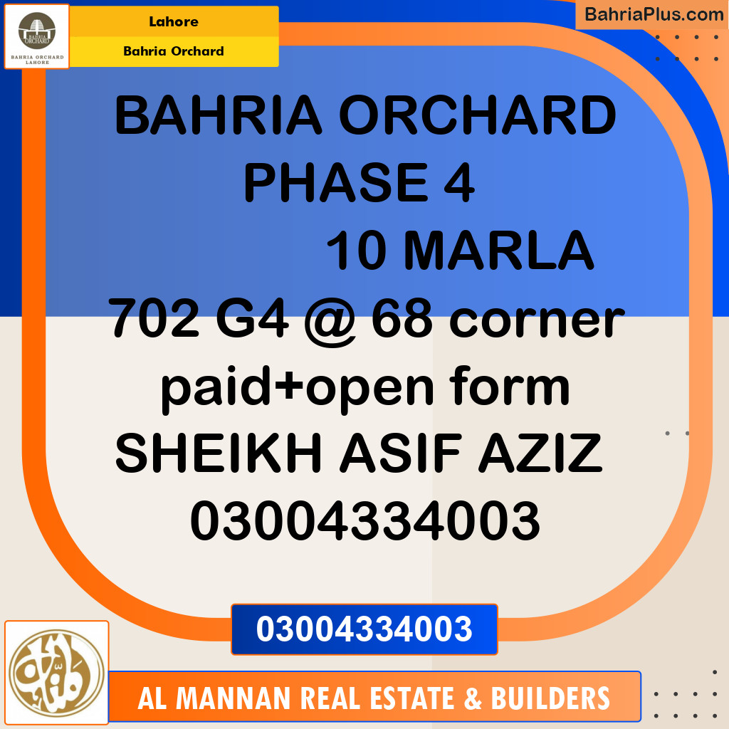 Residential Plot for Sale in Phase 4 - G4 Block -  Bahria Orchard, Lahore - (BP-128001)