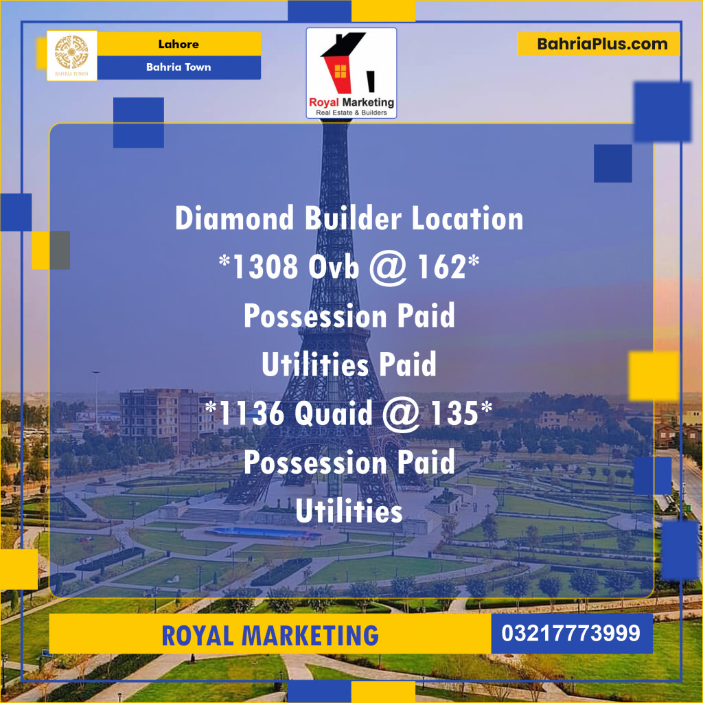 Residential Plot for Sale in Overseas B -  Bahria Town, Lahore - (BP-128034)