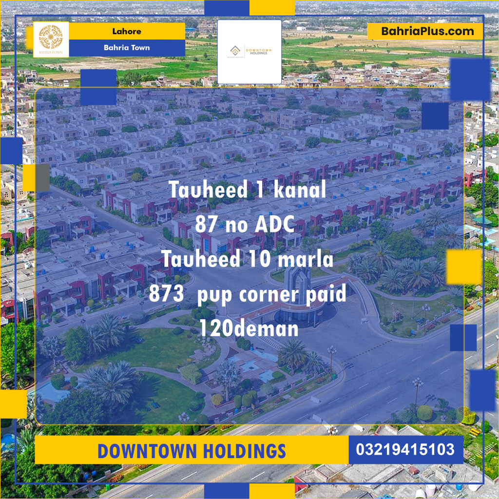 Residential Plot for Sale in Sector F - Tauheed Block -  Bahria Town, Lahore - (BP-128073)
