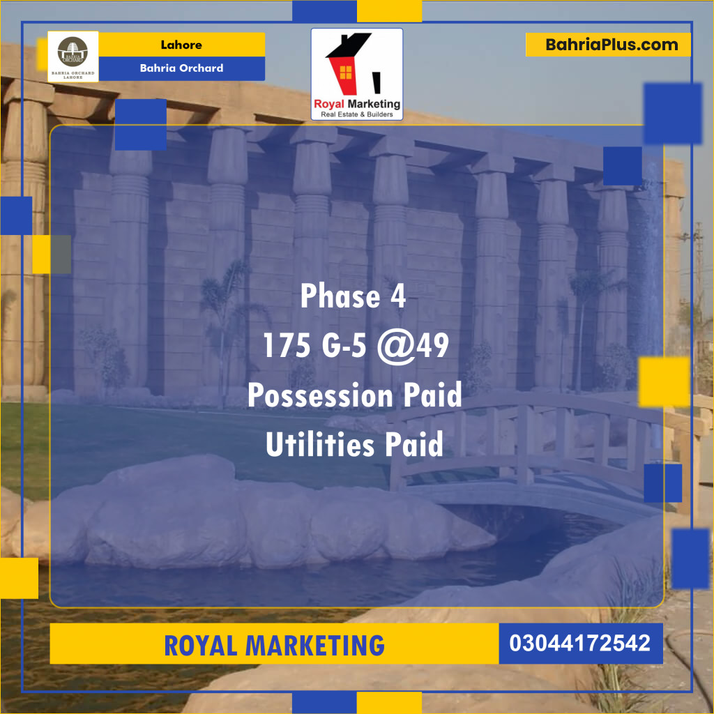 Residential Plot for Sale in Phase 4 - G5 Block -  Bahria Orchard, Lahore - (BP-128085)