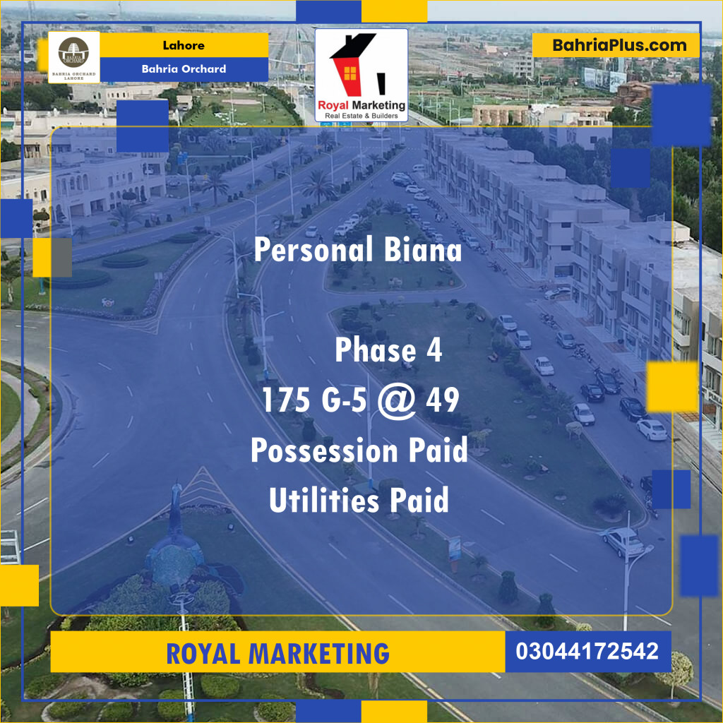 Residential Plot for Sale in Phase 4 - G5 Block -  Bahria Orchard, Lahore - (BP-128109)