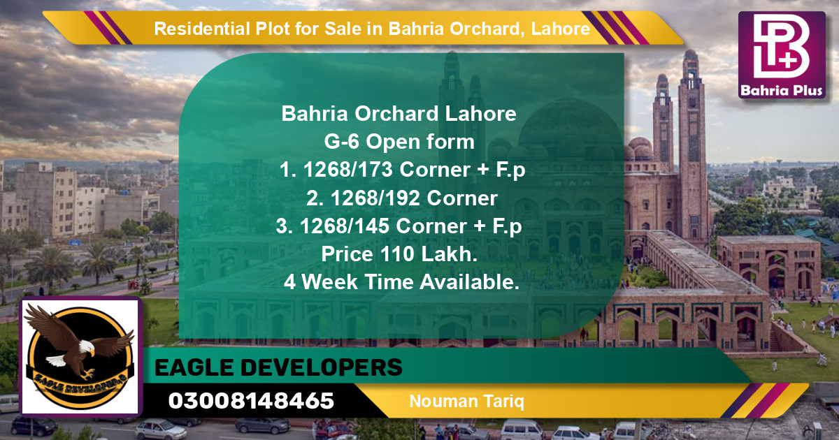 Residential Plot for Sale in Phase 4 - G6 Block -  Bahria Orchard, Lahore - (BP-128127)