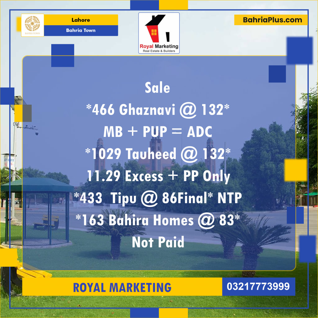 Residential Plot for Sale in Sector F - Ghaznavi Block -  Bahria Town, Lahore - (BP-128137)