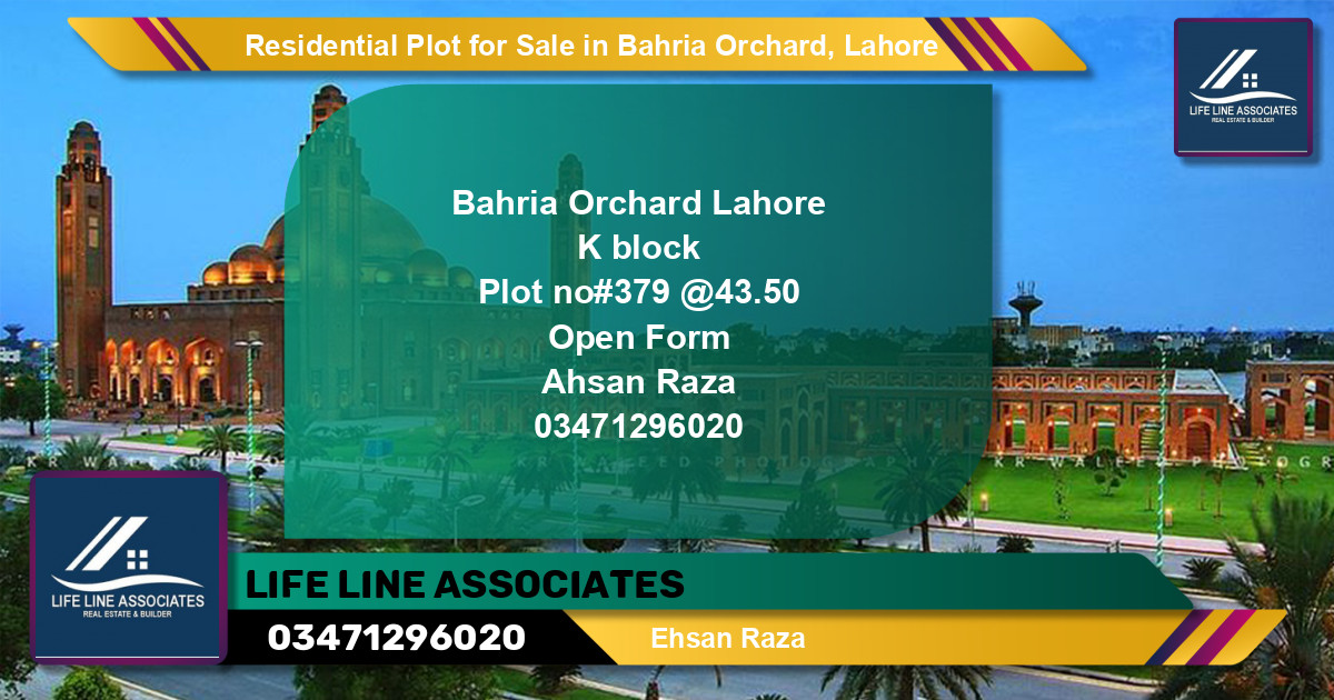 Residential Plot for Sale in Bahria Orchard, Lahore - (BP-128297)