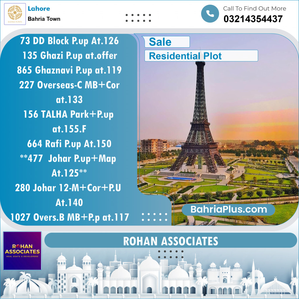 Residential Plot for Sale in Bahria Town, Lahore - (BP-128344)